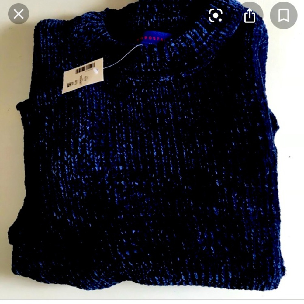 Velvet knit navy blue sweater